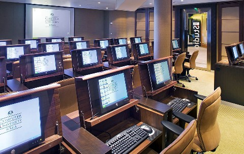 Photo of Crystal Cruises' Computer University goes here.